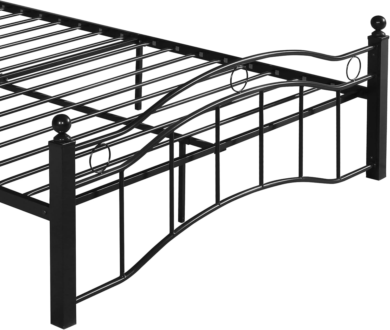 Bouvardia Contemporary Iron King Bed Frame, Flat Black