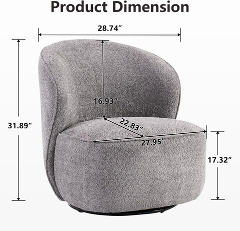 Kidol&Shellder Swivel Accent Chair Living Room Chairs Comfy Reading Chair for Bedroom Accent Chairs for Living Room Single Sofa Chair Modern Barrel Chairs Upholstered Side Boucle Chair(Gray,1)