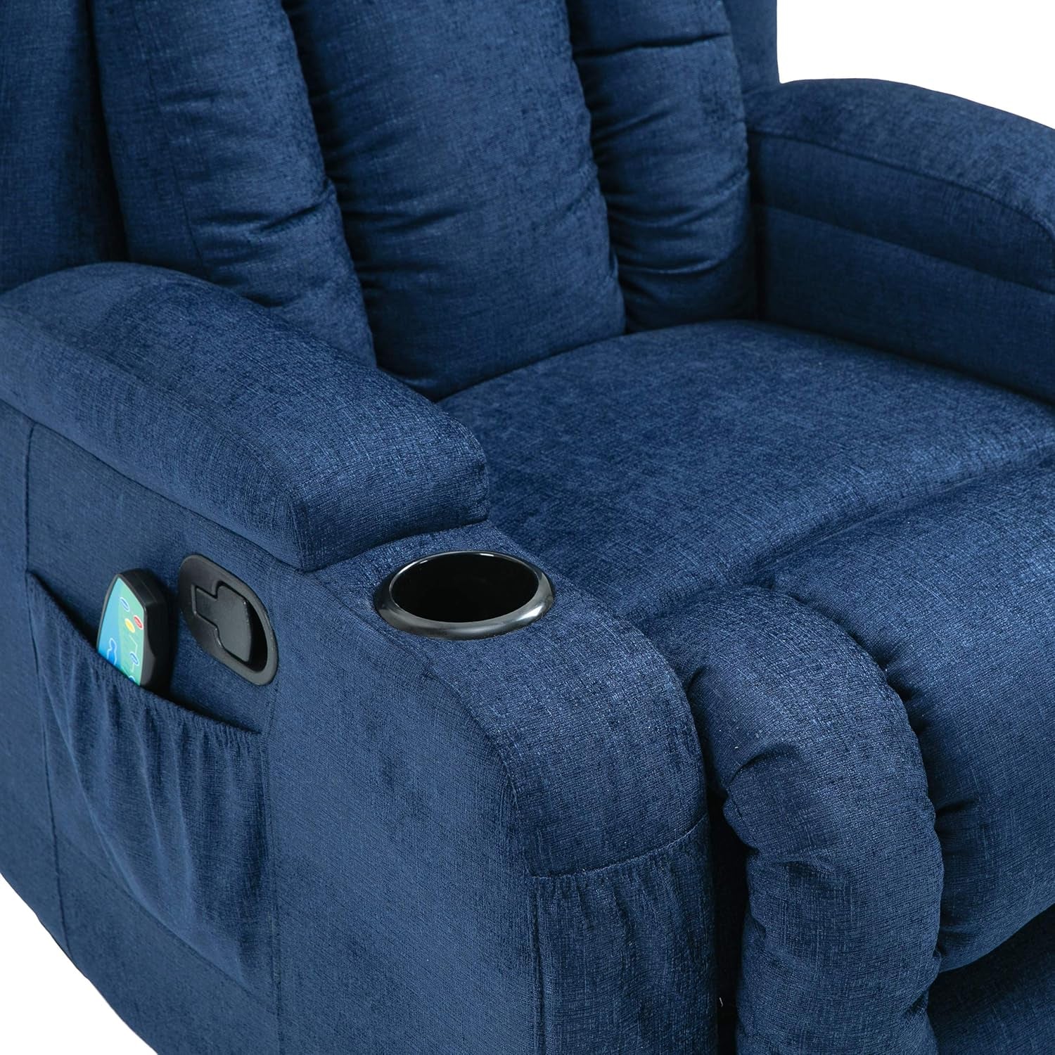 Lavonia Massage Recliner, Navy Blue + Black 40D X 32.25W X 43H In