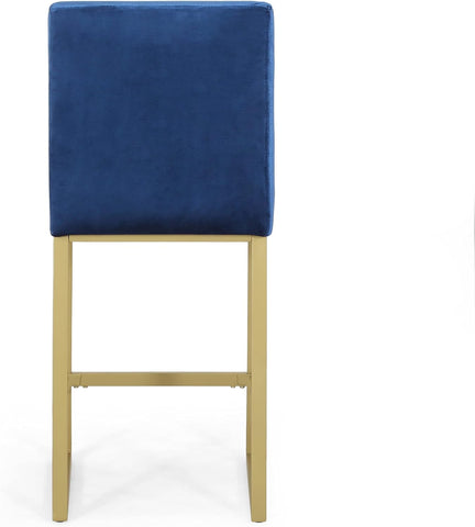 Christopher Knight Home Lexi Modern Velvet Barstools, Navy Blue and Brass (Set of 2)