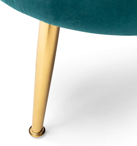 Reitz Channel Stitch 3 Seater Shell Sofa - Velvet - Teal/Gold