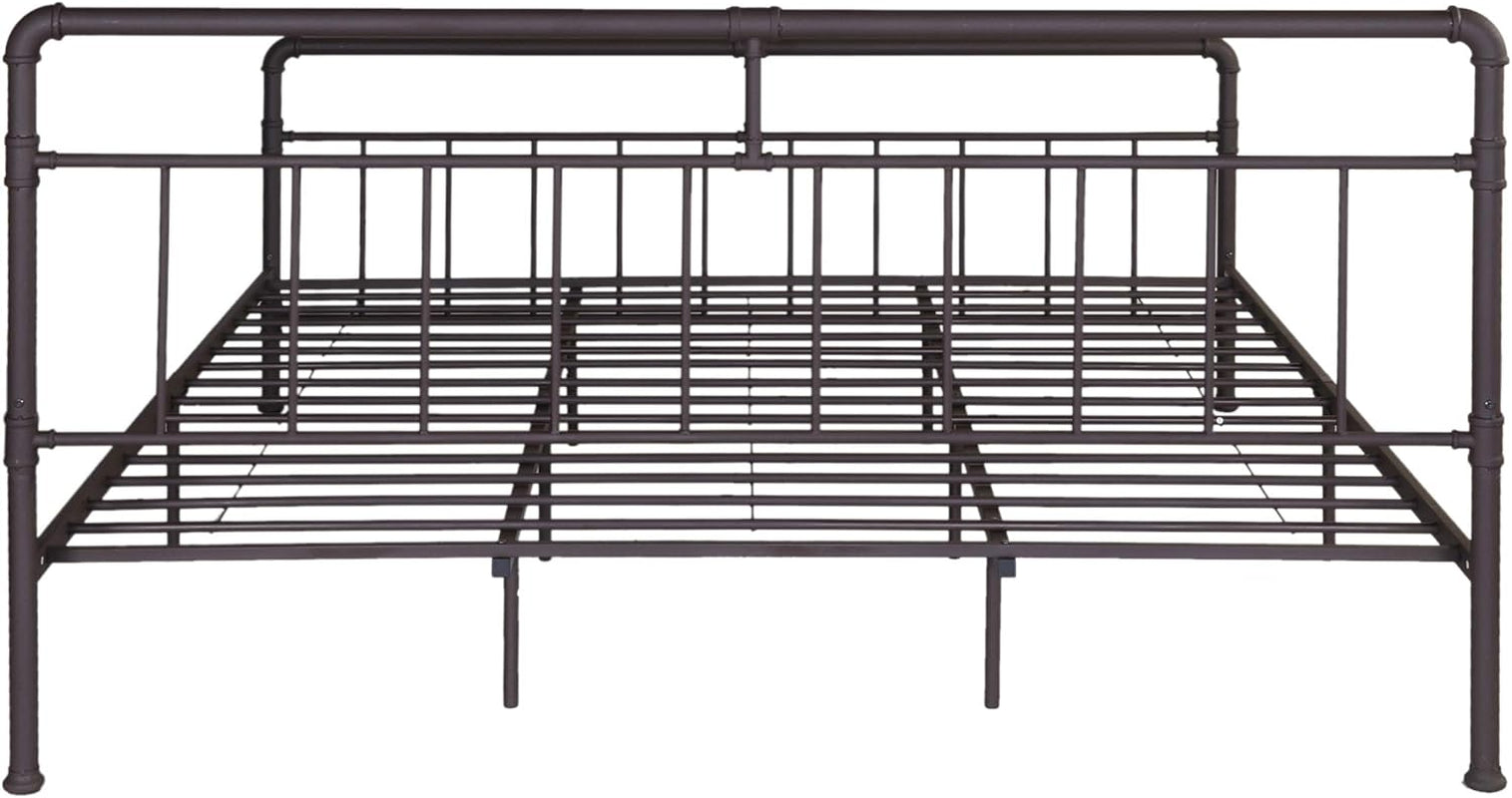 Sally King-Size Iron Bed Frame, Minimal, Industrial, Hammered Copper