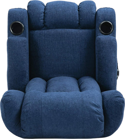 Lavonia Massage Recliner, Navy Blue + Black 40D X 32.25W X 43H In