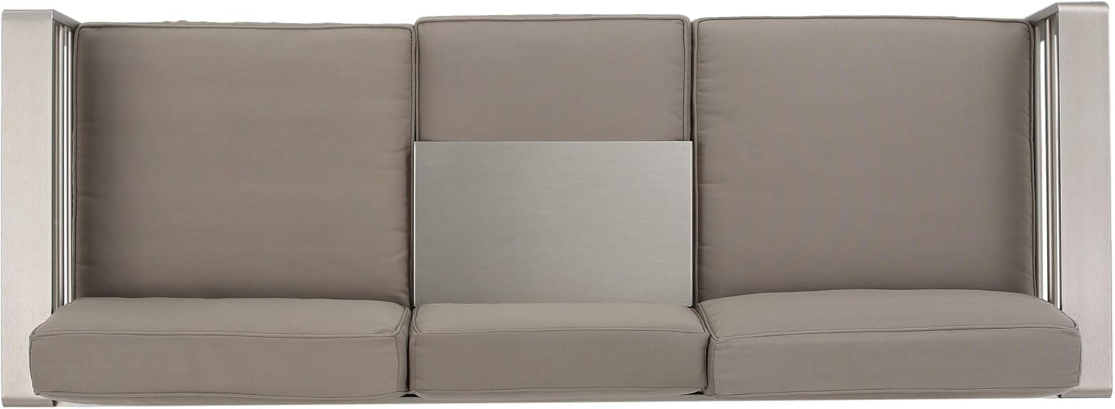 Cape Coral Outdoor Loveseat Sofa with Tray, Khaki