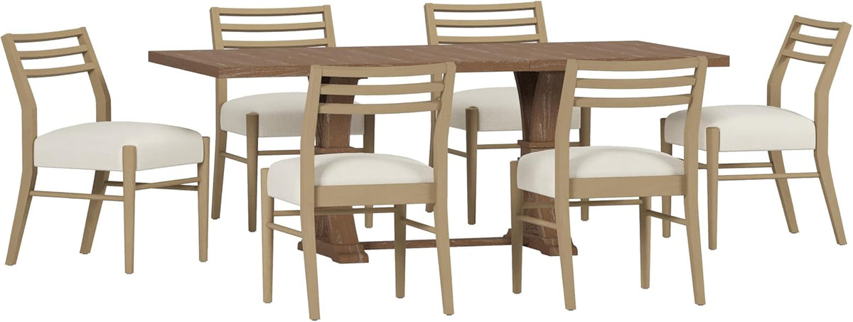 Fernleaf Dining Set, 20.25 "W X 24 "D X 34 "H, Natural Brown + Light Ash + Light Beige Tweed