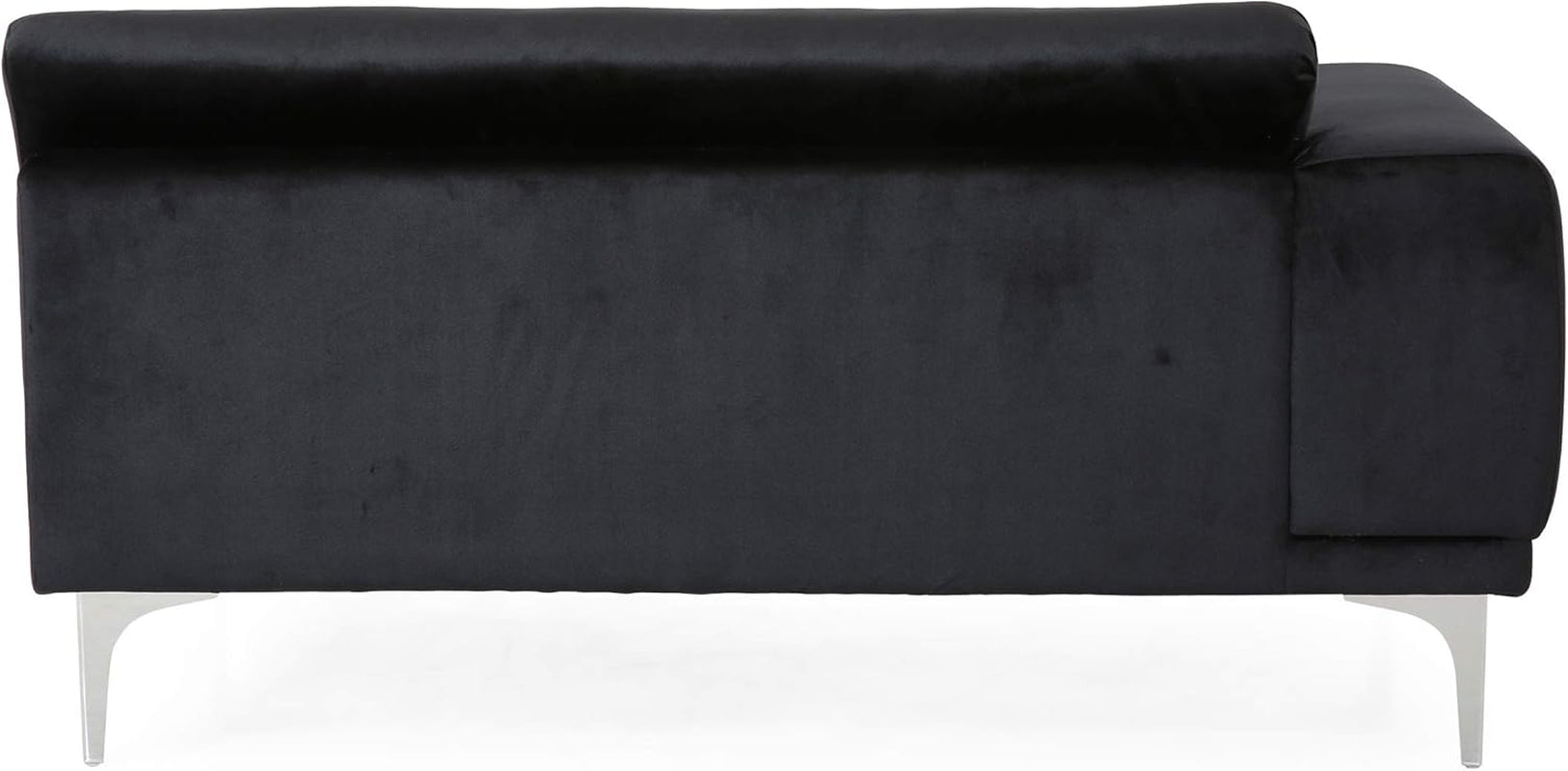 Victoria Modern Glam 4 Seater Velvet Sofa, Black, Silver