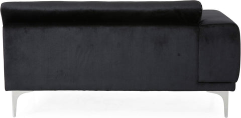 Victoria Modern Glam 4 Seater Velvet Sofa, Black, Silver