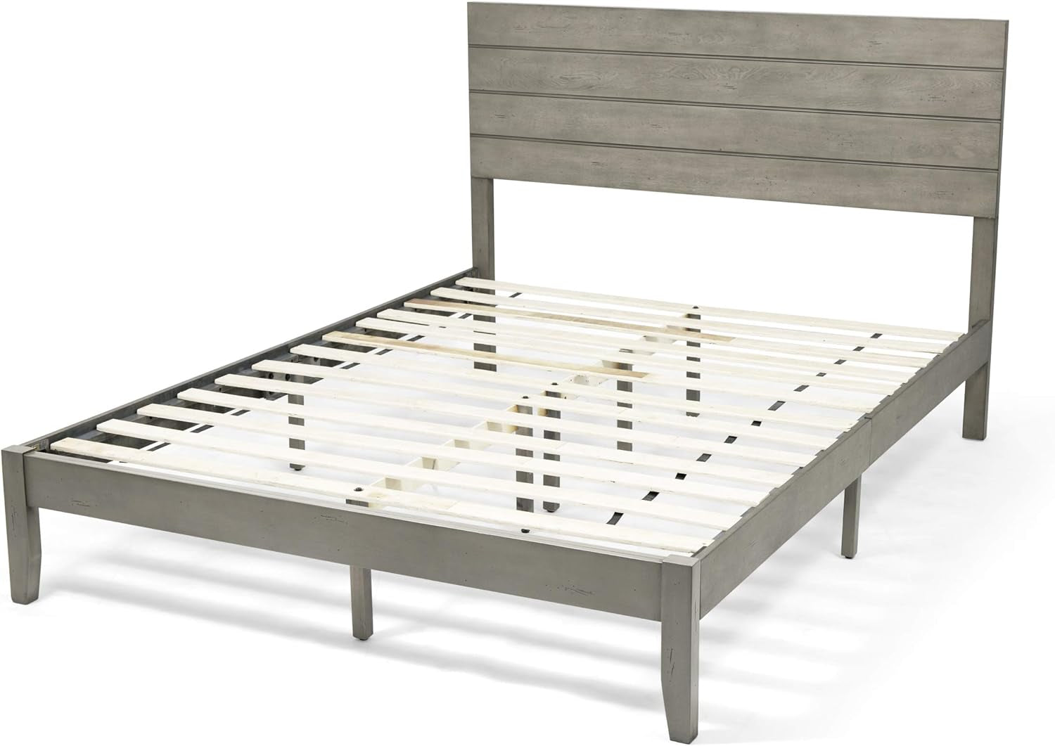 Gdfstudio Apollo Queen Size Bed with Headboard, Natural and Gray Finish.