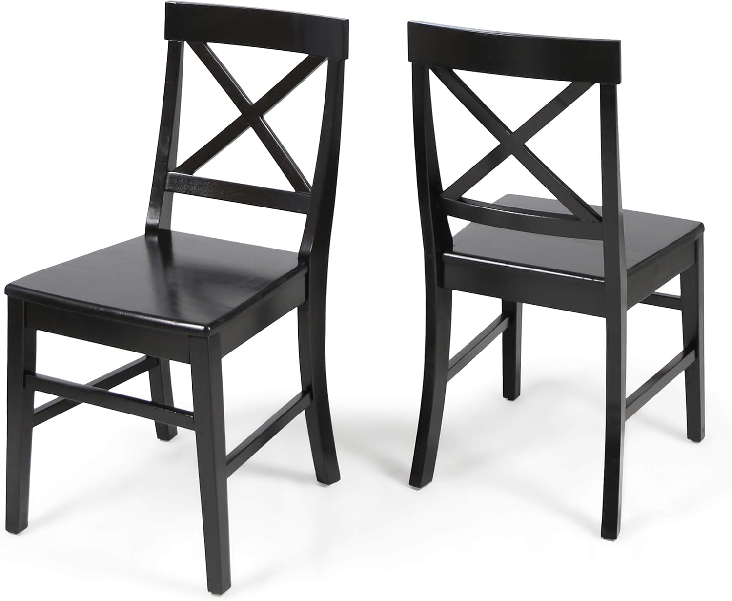 Roshan Farmhouse Acacia Wood Dining Chairs, Black