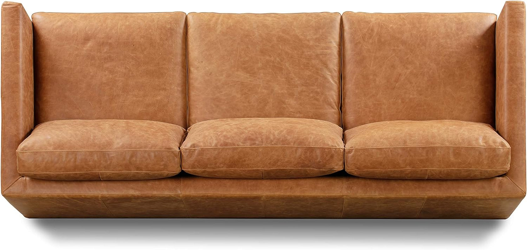 Nolita 85" Sofa in Full-Grain Pure-Aniline Italian Tanned Leather in Cognac Tan