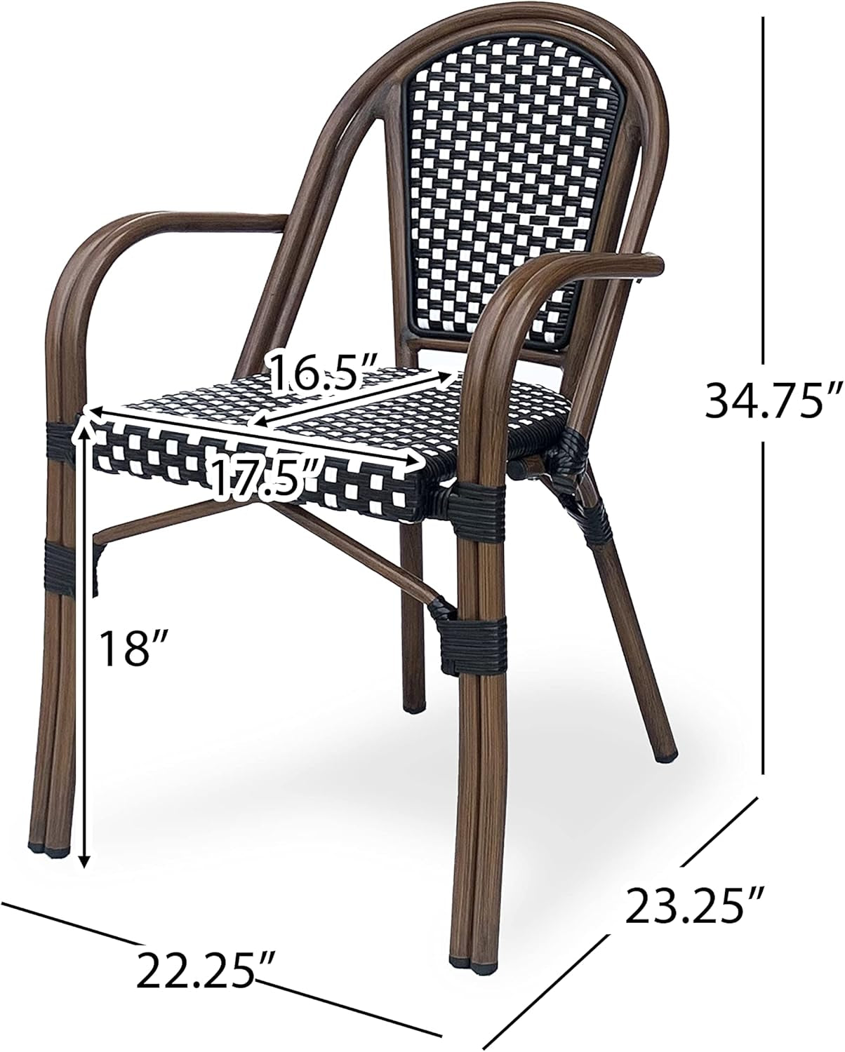 Brianna Bistro Chairs, Black + White + Brown Wood