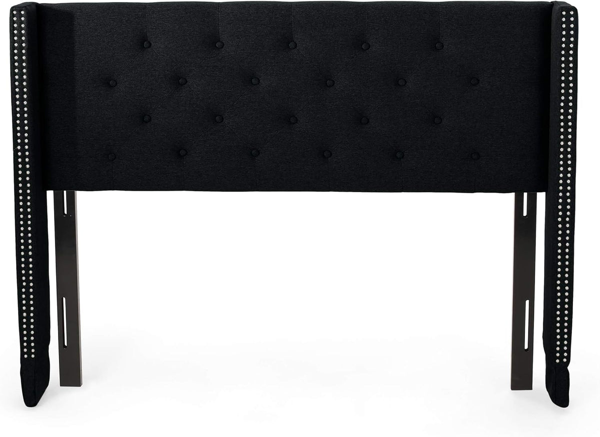 Contemporary Upholstered Queen/Full Headboard, Black