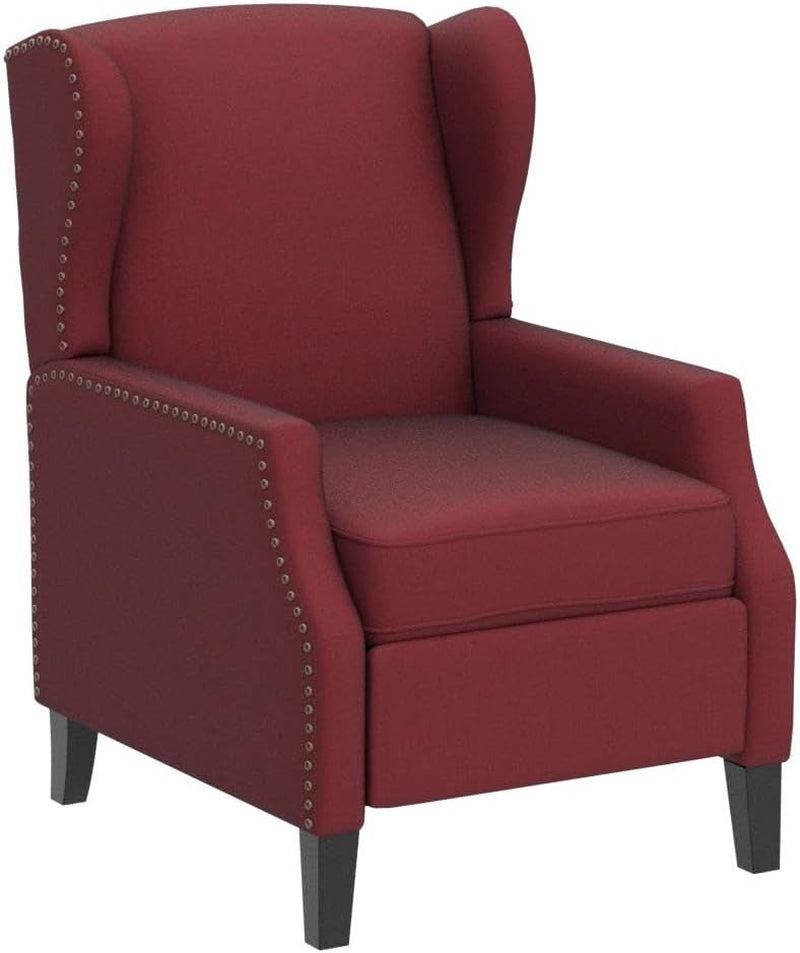 Ellyn Fabric Recliner (Set of 2), Deep Red, Dark Brown