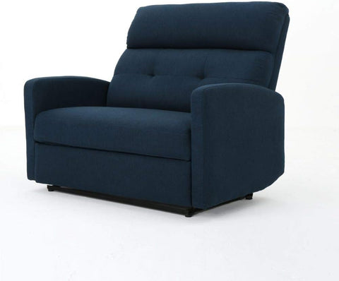 Hana Plush Cushion Tufted Back Loveseat Recliner (Fabric/Navy Blue)., 37D X 46.5W X 40H In