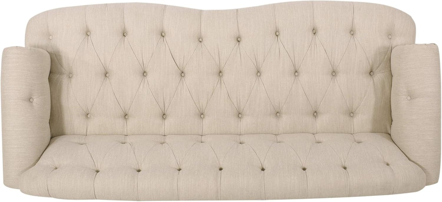 Tracy Contemporary Deep Tufted Sofa with Nailhead Trim, Beige