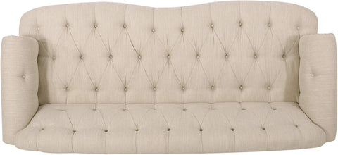 Tracy Contemporary Deep Tufted Sofa with Nailhead Trim, Beige
