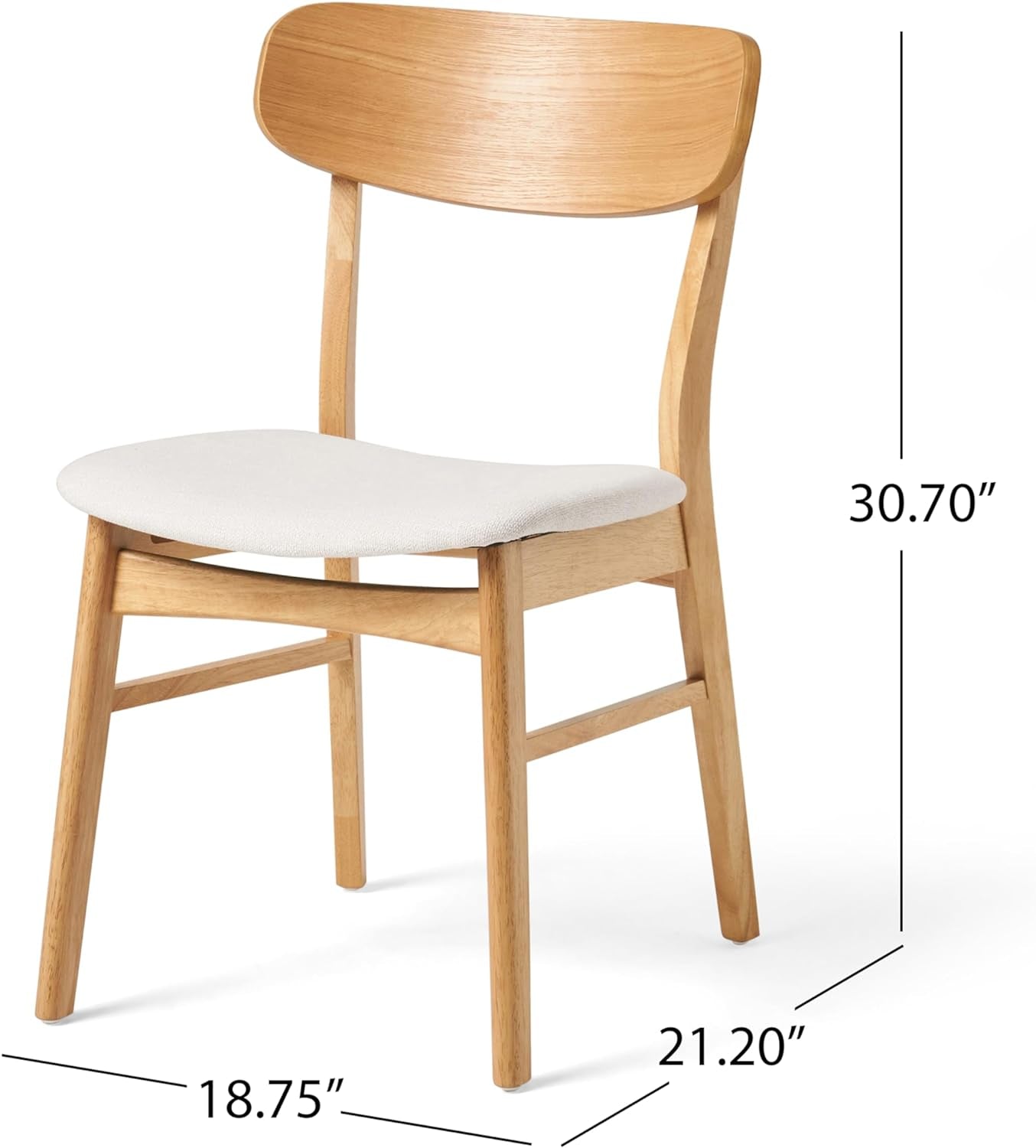 Lucious Fabric / Oak Finish Dining Chairs, 2-Pcs Set, Light Beige
