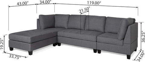 Halye Sectional, Dark Gray, Dark Brown