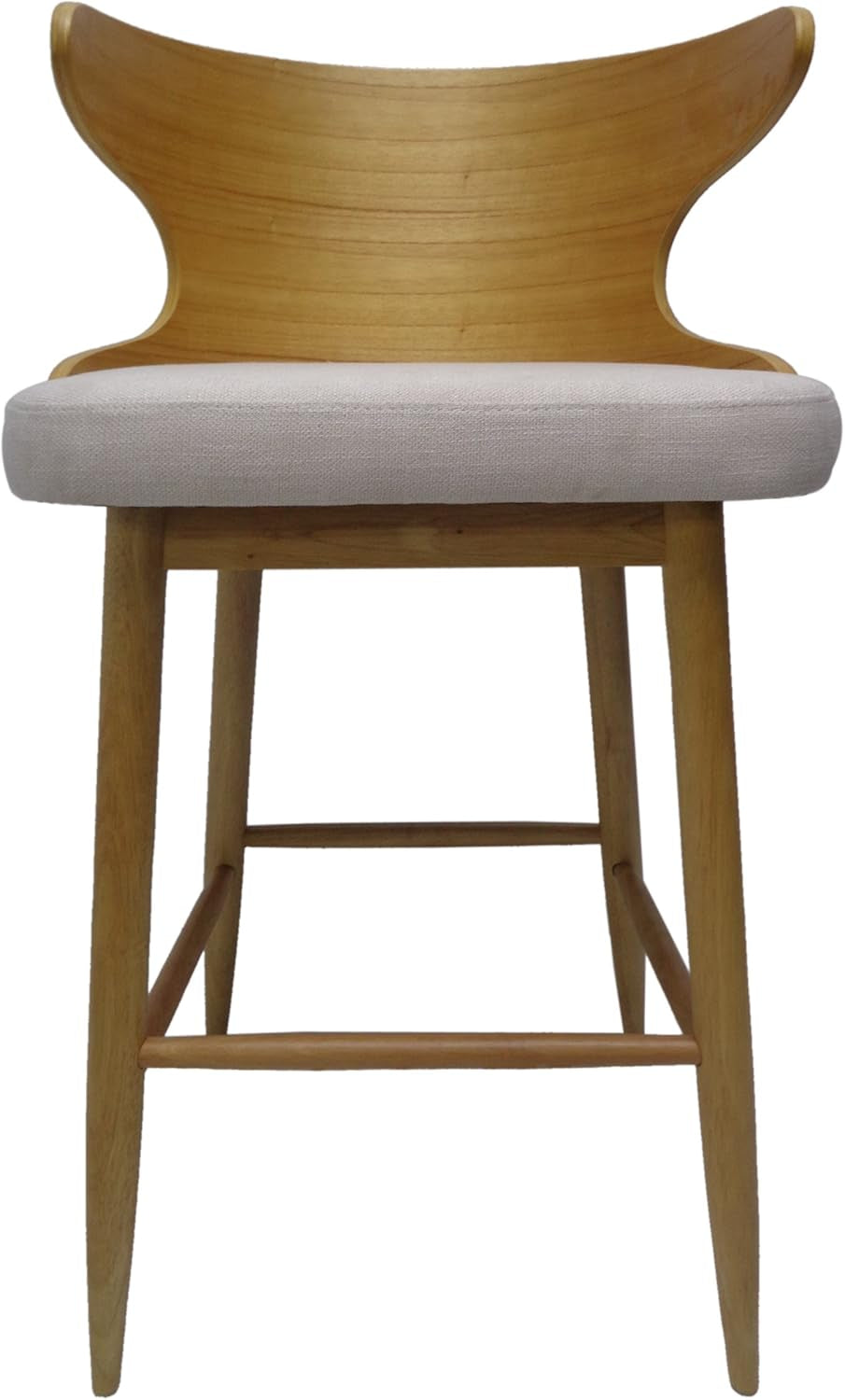 Gdfstudio  Truda Mid Century Modern Fabric Barstools Set of 2 in Light Beige
