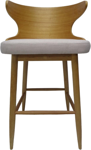 Gdfstudio  Truda Mid Century Modern Fabric Barstools Set of 2 in Light Beige