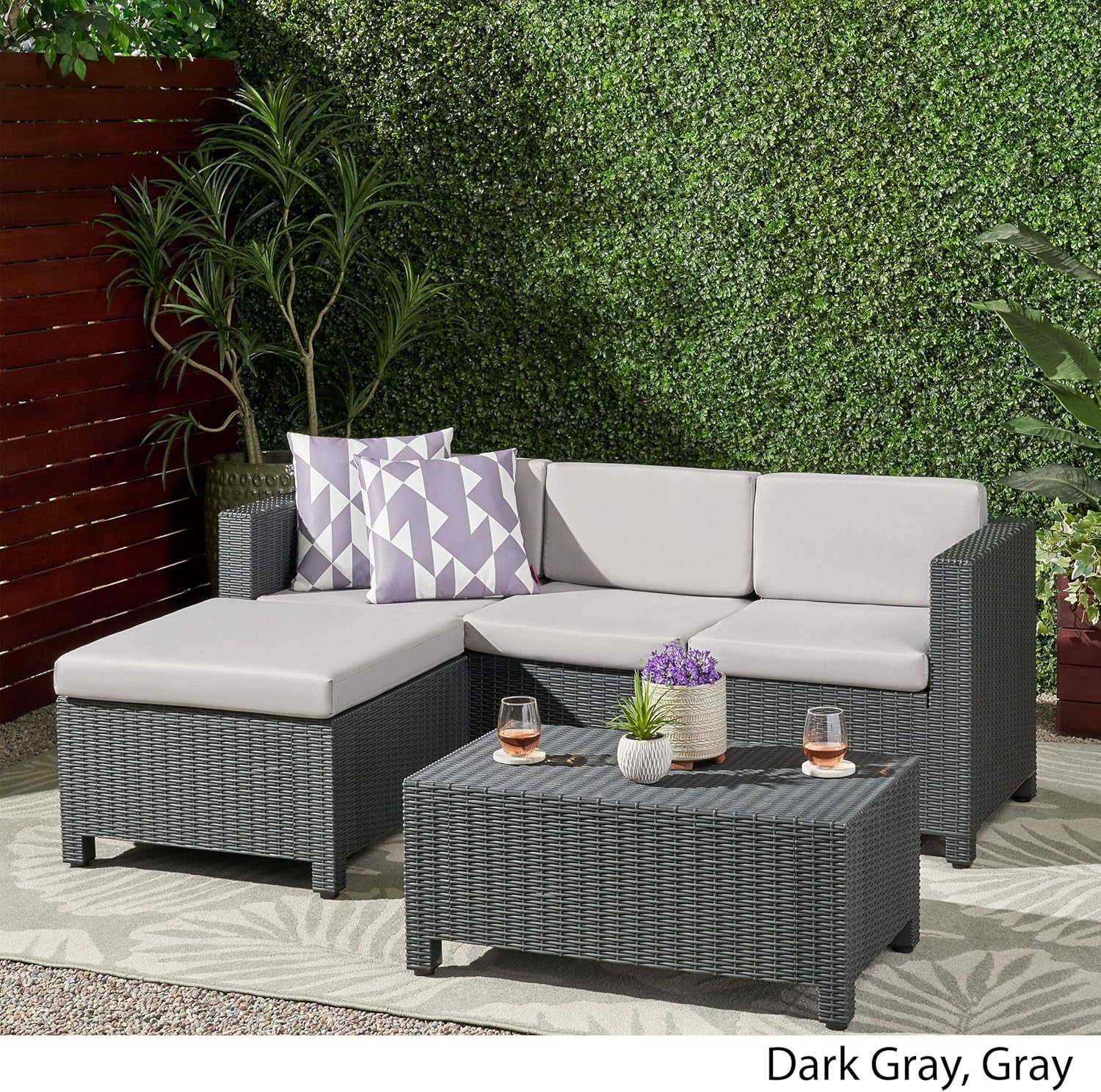 311160 Outdoor Conversation Sets, 24.75" D X 26.00" W X 27.25" H, Dark Gray, Gray