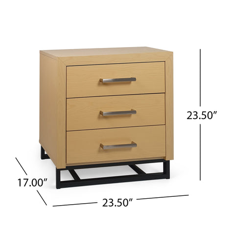 Beeson 3 Drawer Nightstand by Natural/Black