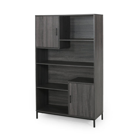 Frankford Contemporary Faux Wood Cube Unit Bookcase by Dark Gray + Black N/A