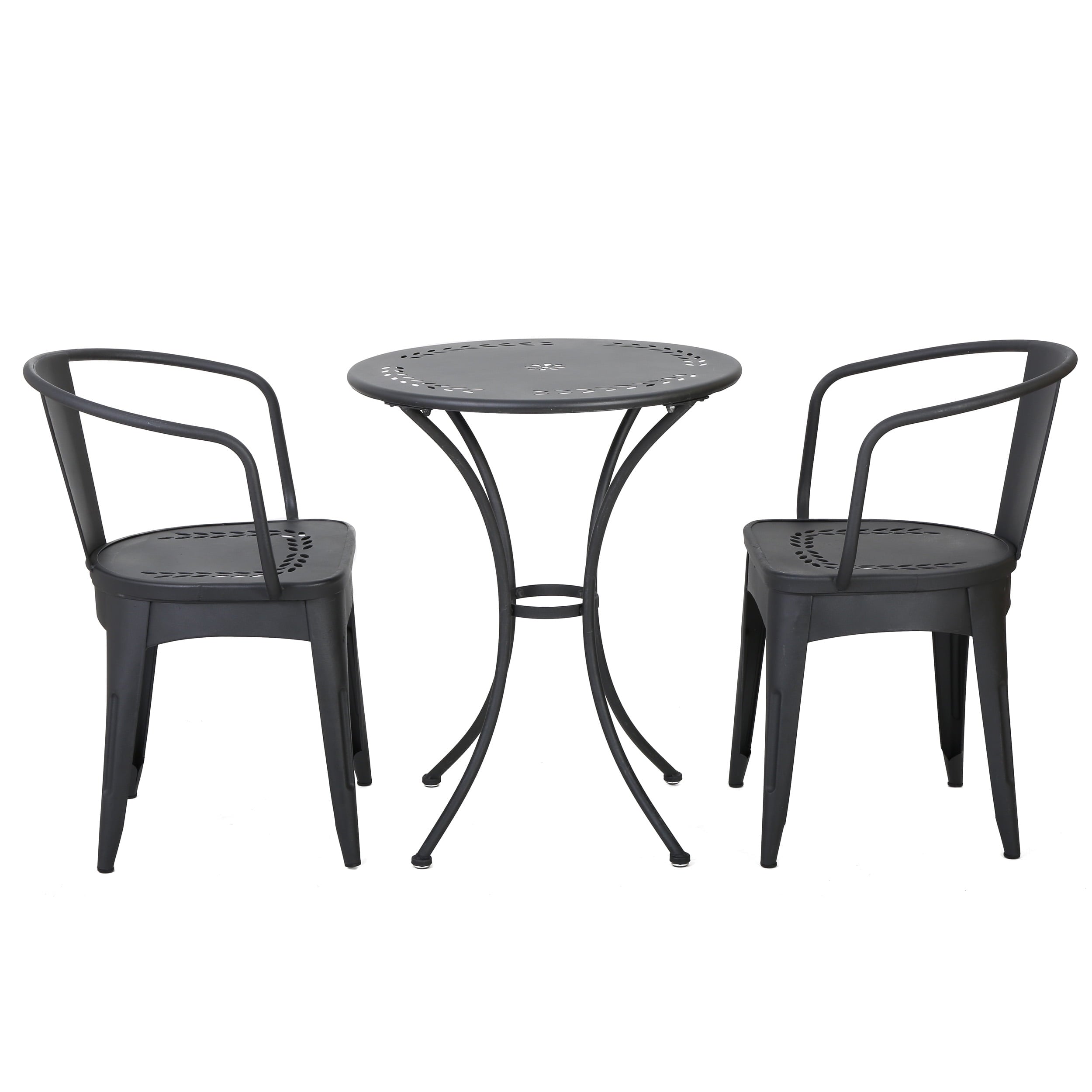 Tottenham Outdoor Iron Bistro Set, Black Sand