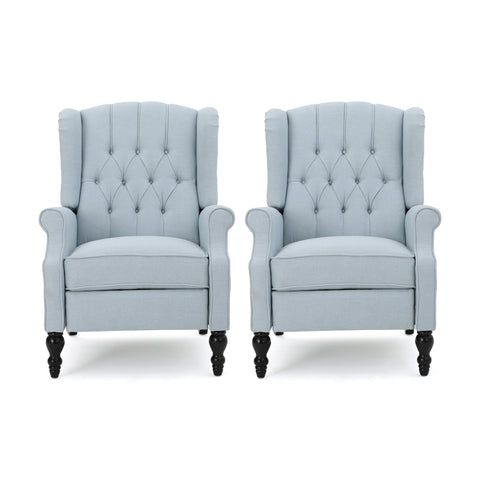 Bishop Fabric Pushback Recliner, Set of 2, Blue