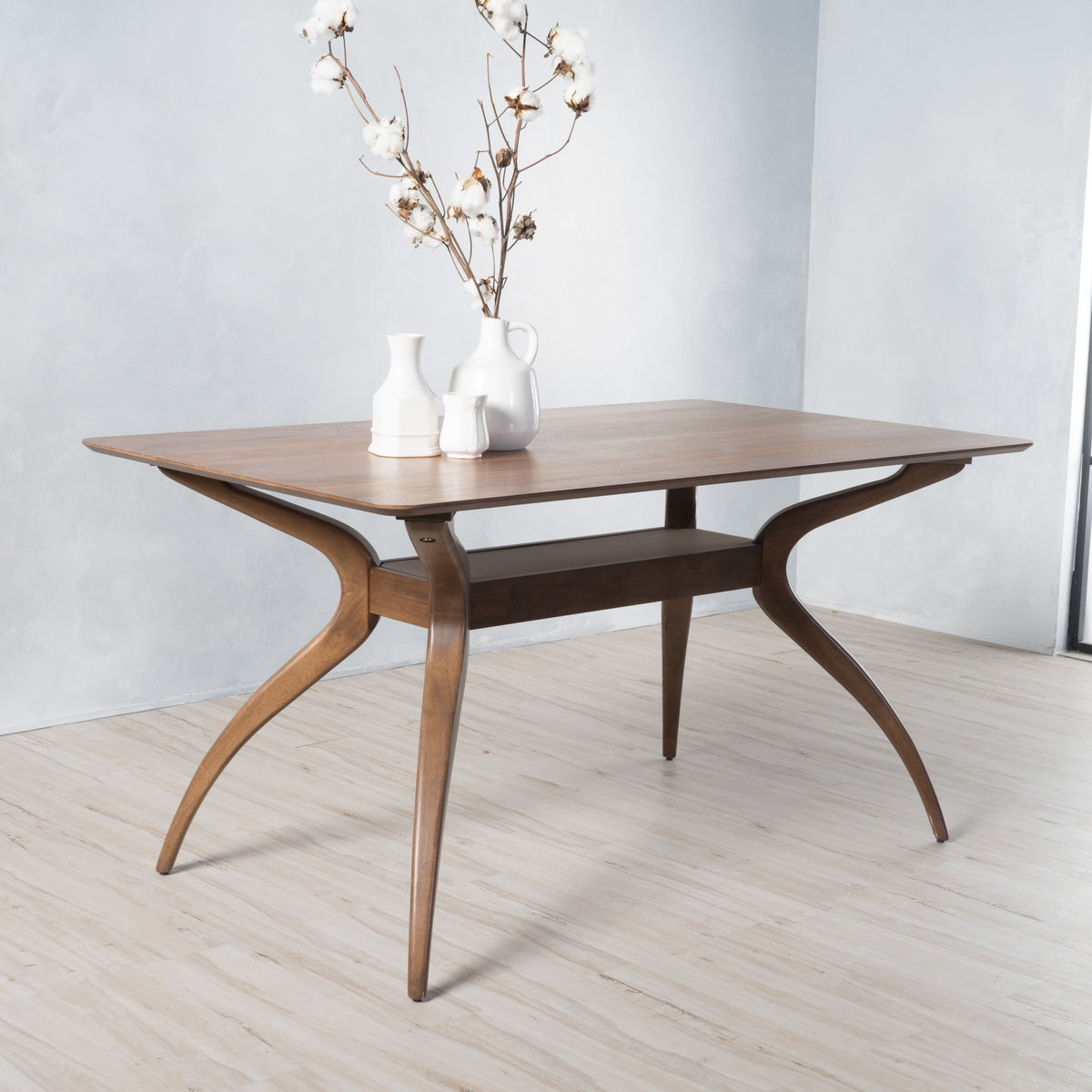 Logan Indoor Natural Walnut Finish Wood Dining Table