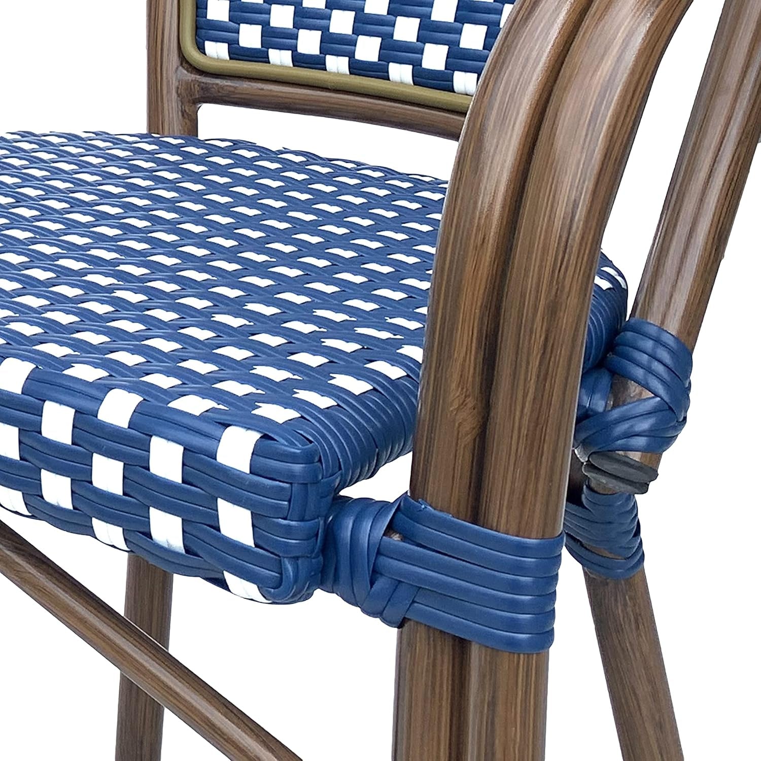 Brianna Bistro Chairs, Navy Blue + White + Brown Wood