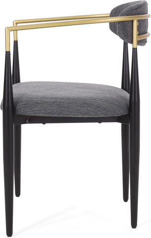 Elmore Dining Chair, 22.75 "W X 21.75 "D X 31.5 "H, Charcoal + Black + Gold