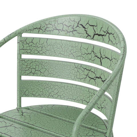 Porto Outdoor Iron 3 Piece Bistro Set, Crackle Green