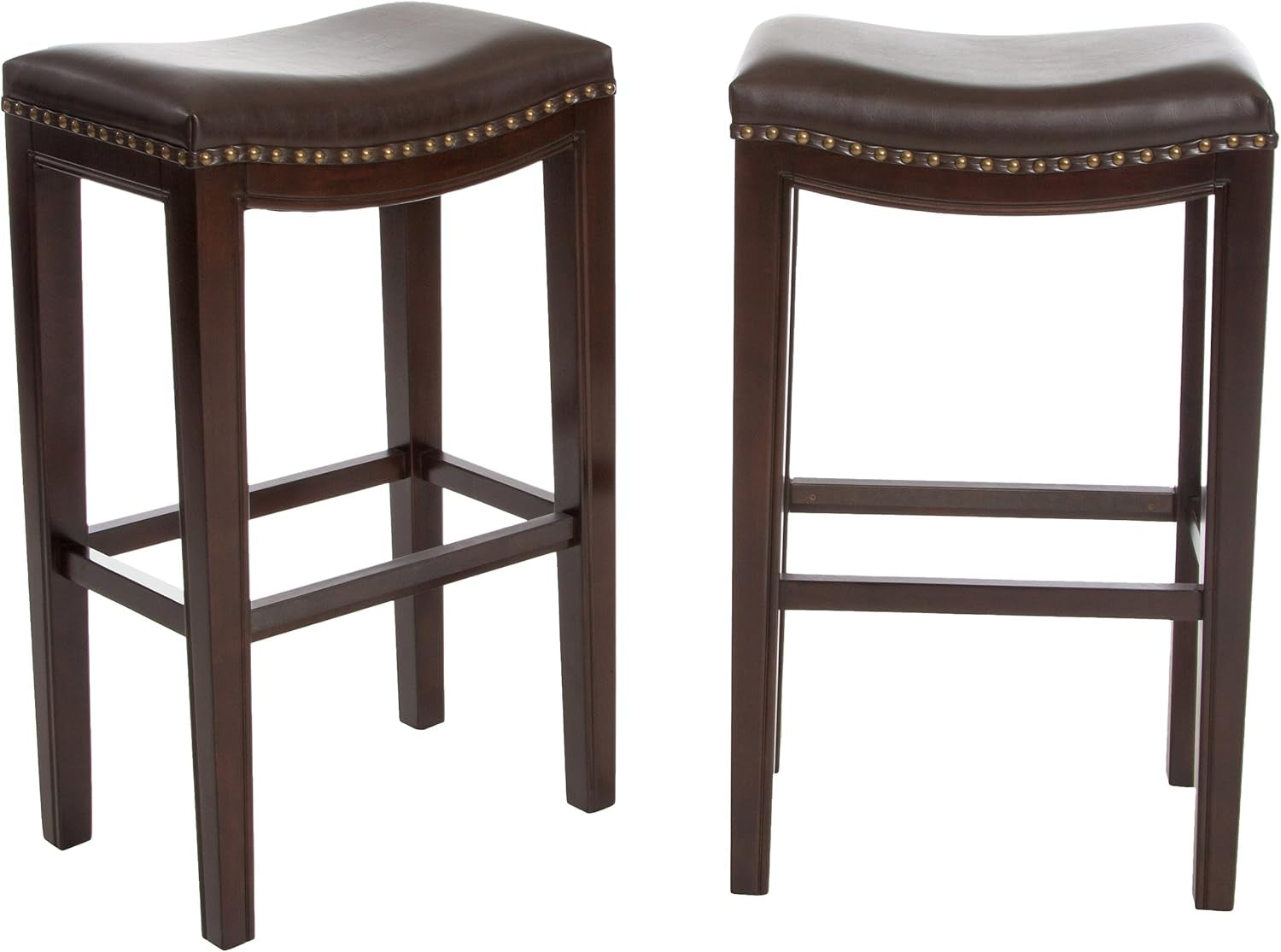 Andres Backless Bar Stools, Brown, Set of 2