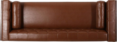 Solomon Contemporary Tufted Deep Seated Sofa with Accent Pillows, Cognac Brown and Espresso