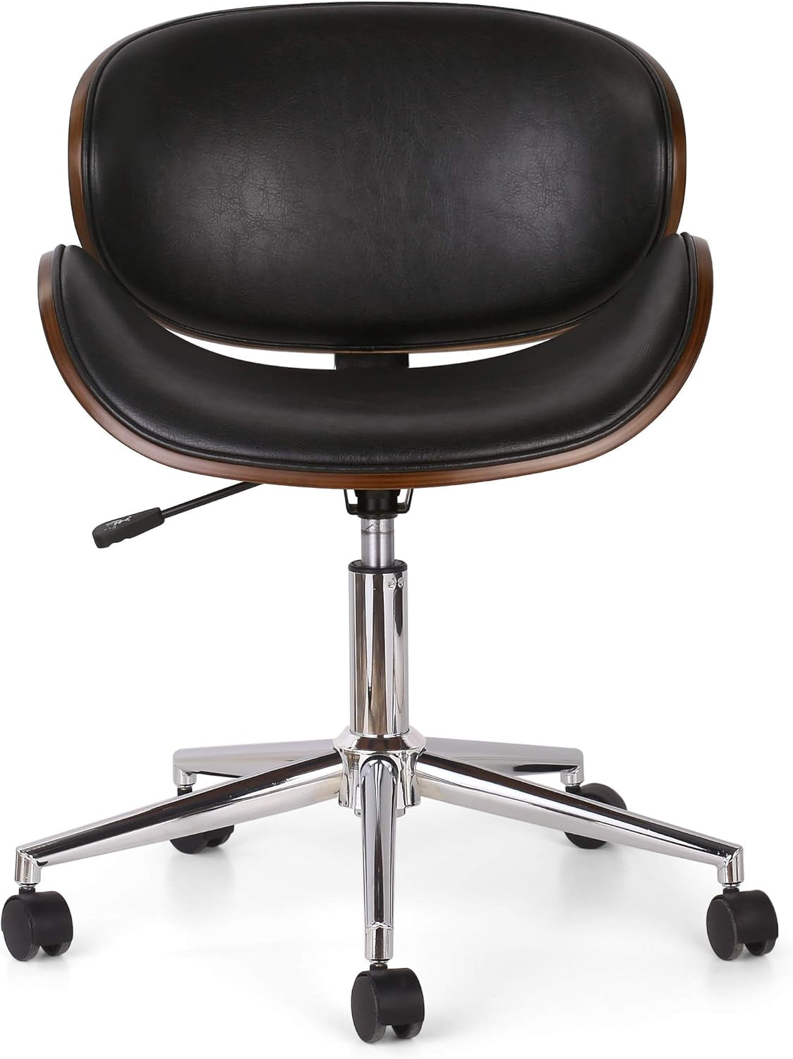 Dawson ARMLESS Office Chair, Midnight Black + Chrome + Walnut