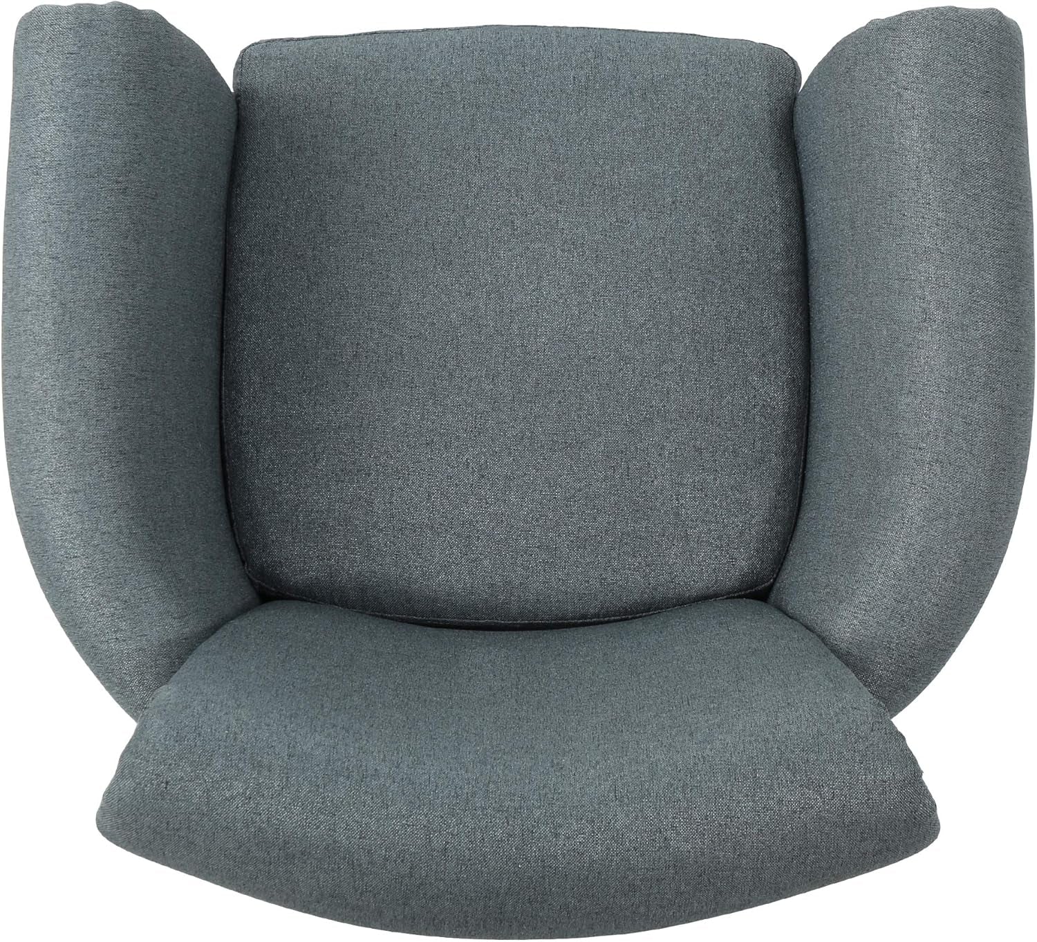 Brice Vintage Scroll Arm Studded Fabric Club Chair, Steel Blue / Dark Brown