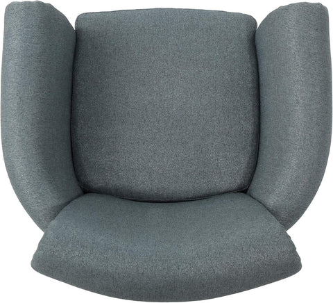 Brice Vintage Scroll Arm Studded Fabric Club Chair, Steel Blue / Dark Brown