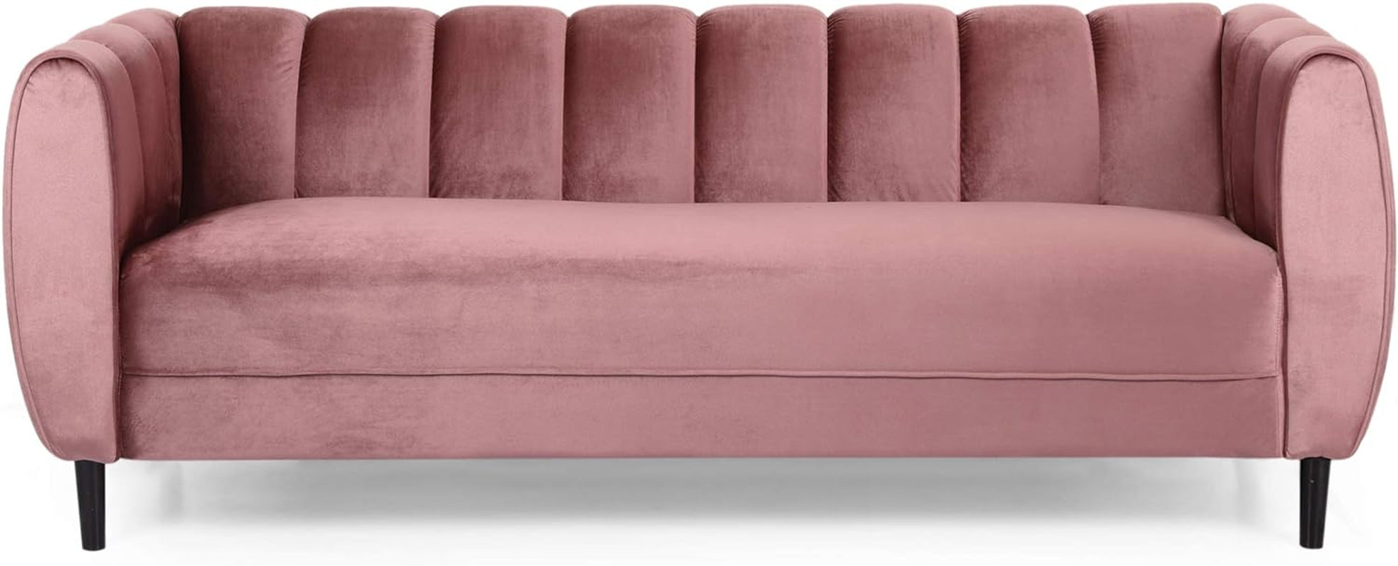 Miranda Velvet 3 Seater Sofa, Blush, Dark Brown