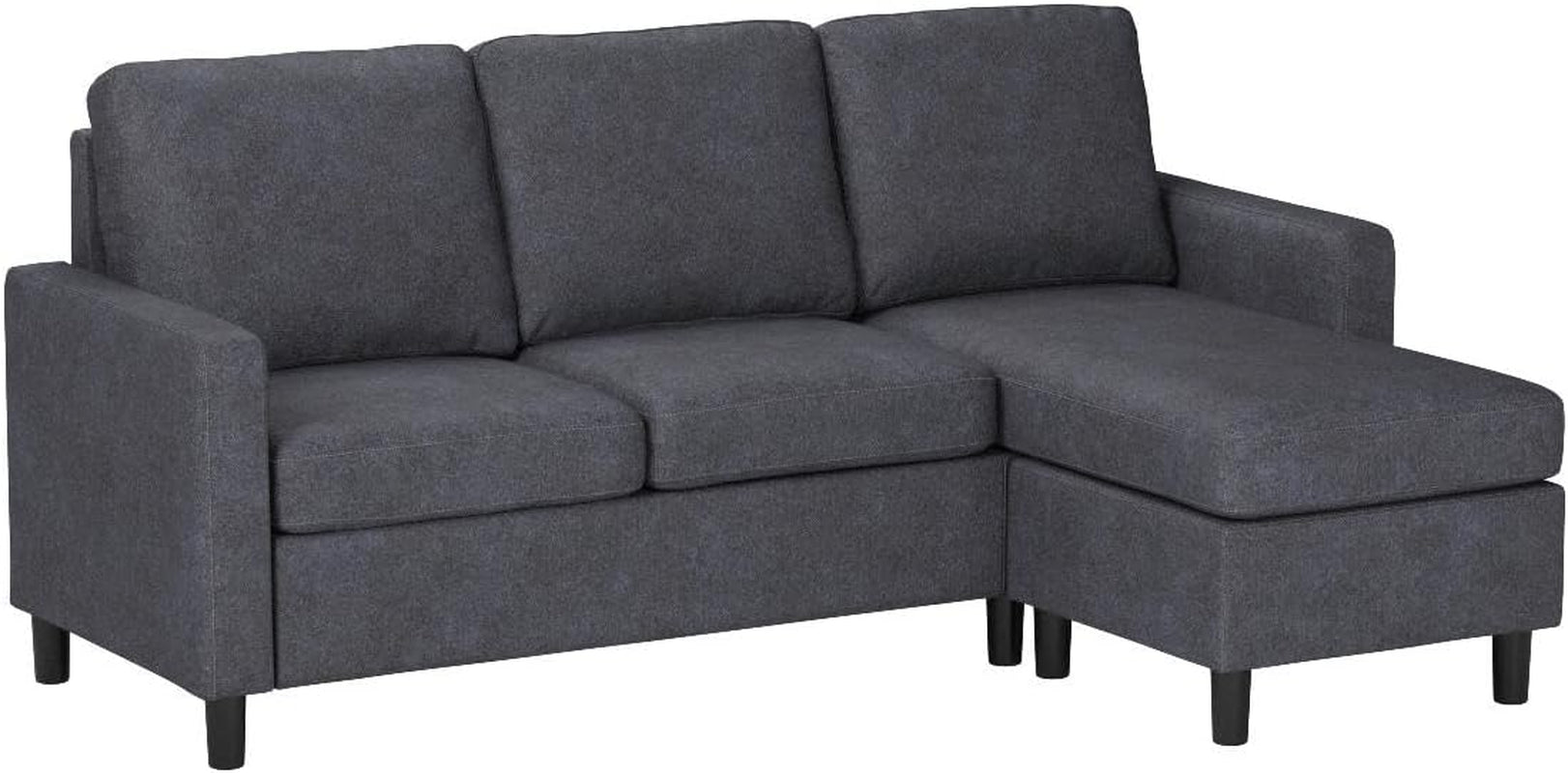 79 Inch Convertible Sectionl Sof Couch, Modern Linen Fbric L-Shped , 3-Set Sof Sectionl with Reversible Chise for Living Room, prtment nd Smll Spce (Drk Grey)