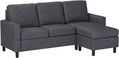 79 Inch Convertible Sectionl Sof Couch, Modern Linen Fbric L-Shped , 3-Set Sof Sectionl with Reversible Chise for Living Room, prtment nd Smll Spce (Drk Grey)