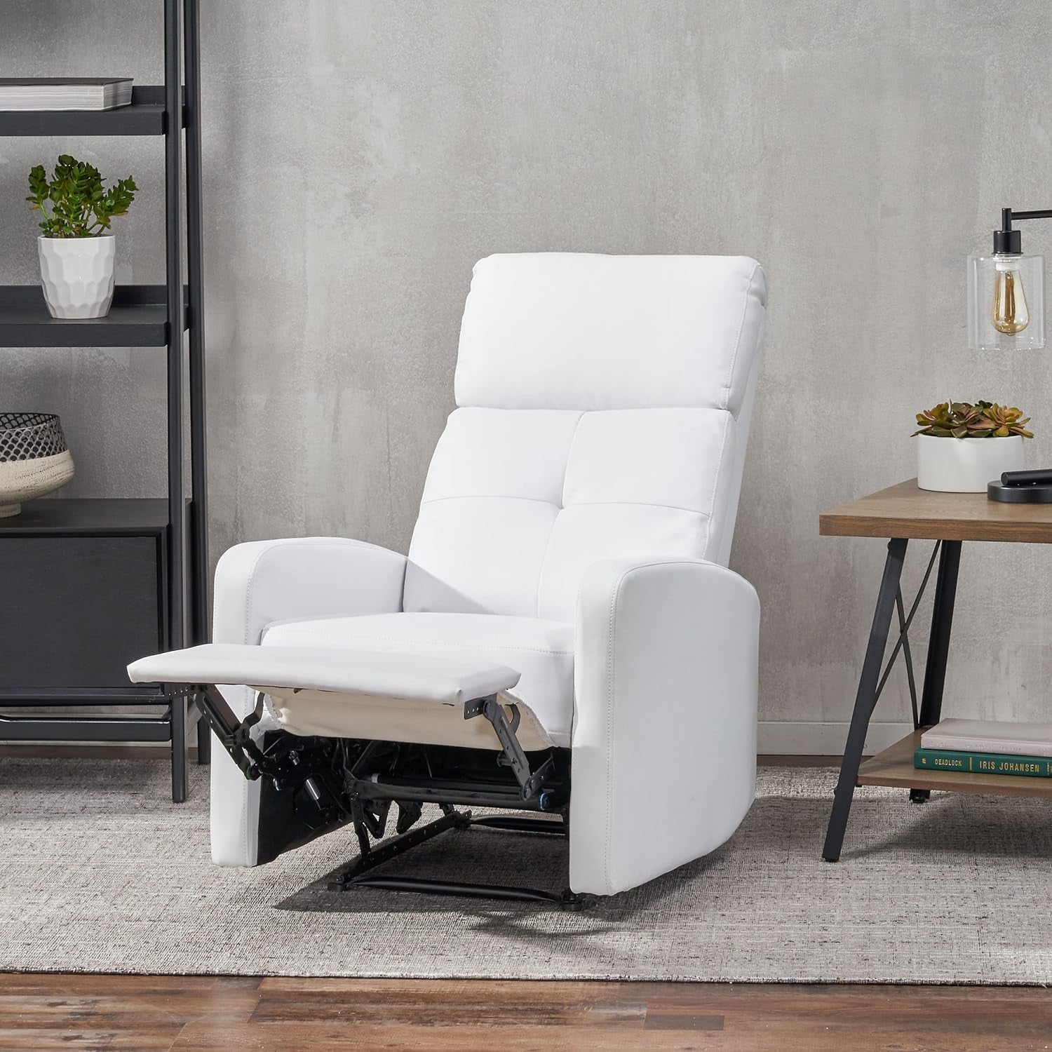 Samedi PU Recliner, White 26.25D X 37.25W X 40H In