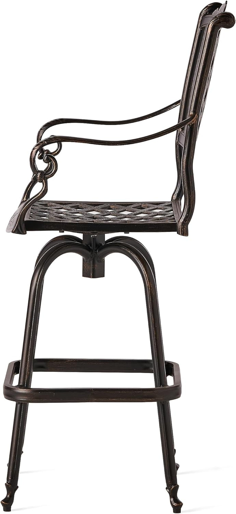 Avon Outdoor Cast Aluminum Bar Stool, Shiny Copper