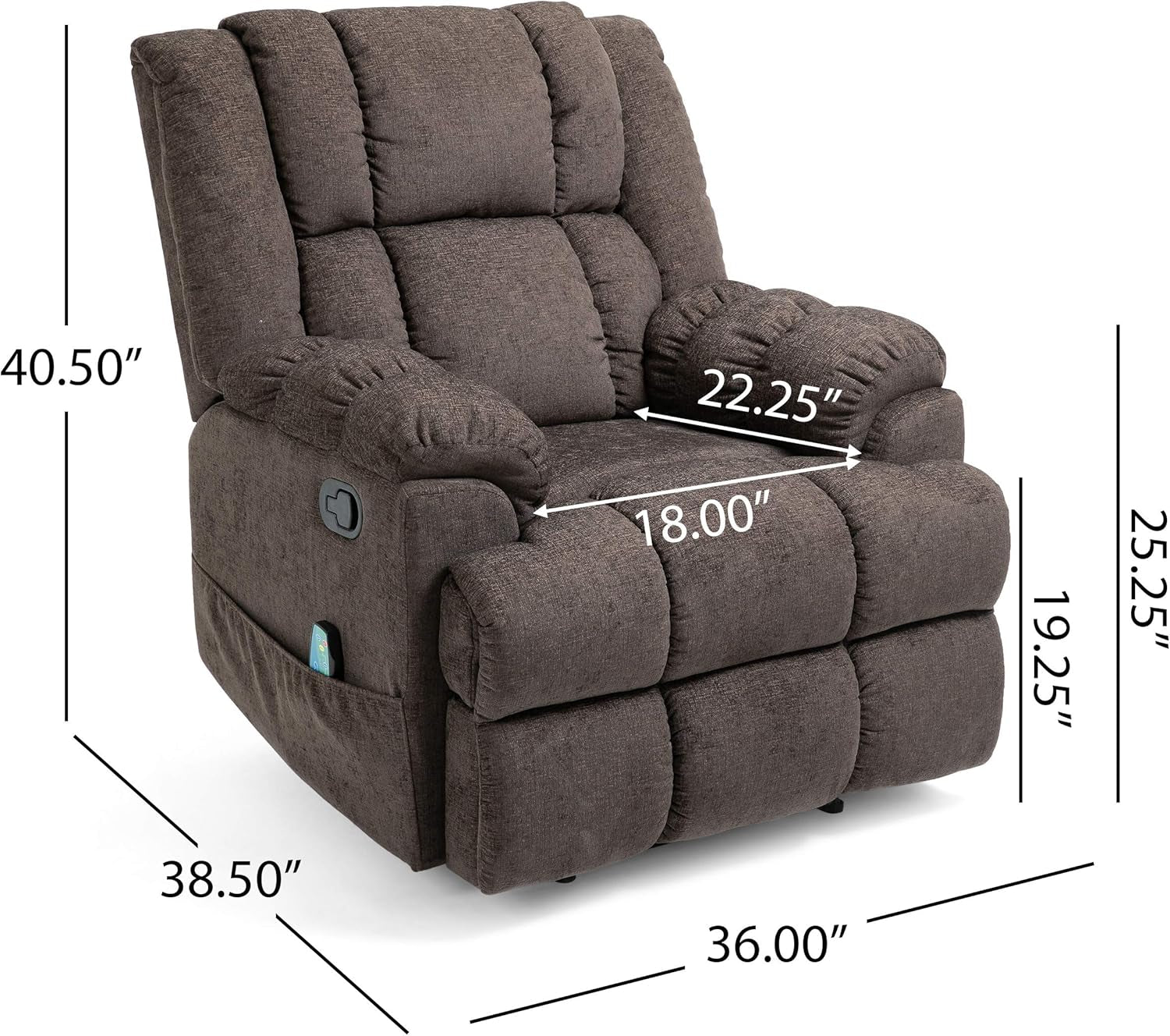 Coosa MASSAGE RECLINER, Brown + Black