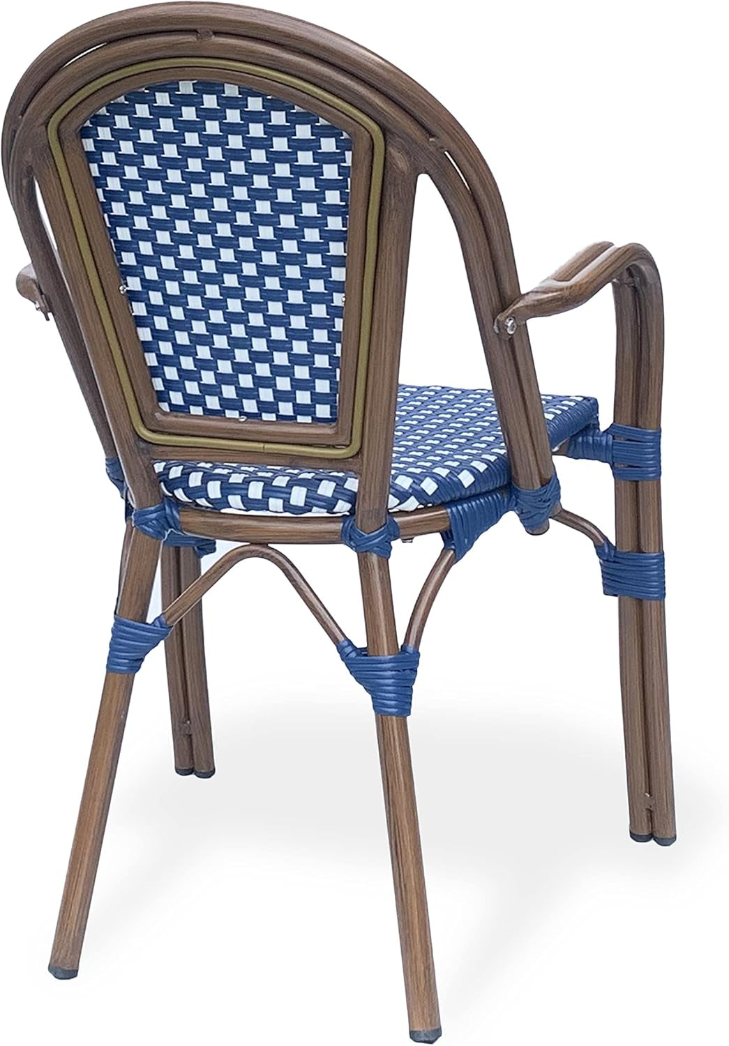 Brianna Bistro Chairs, Navy Blue + White + Brown Wood