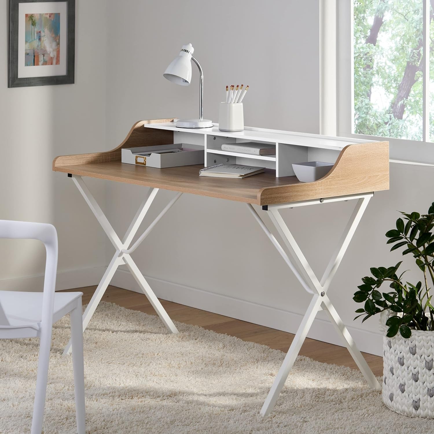 Aalto Computer Desk, Oak / White Melamine