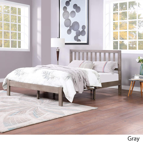 Eunice Acacia Wood Queen Bed Platform, Gray