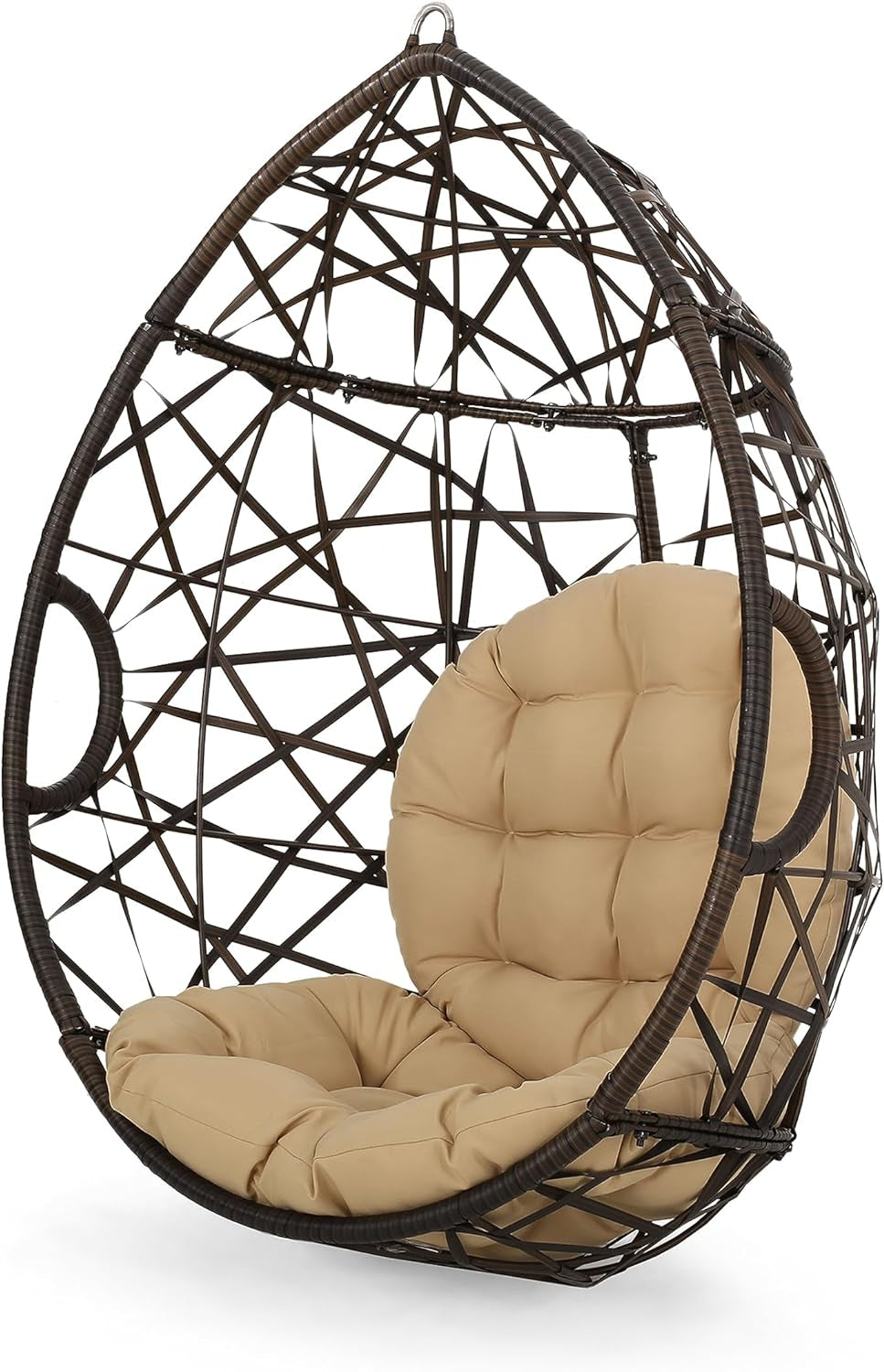 CKH Wicker Tear Drop Hanging Chair, Brown