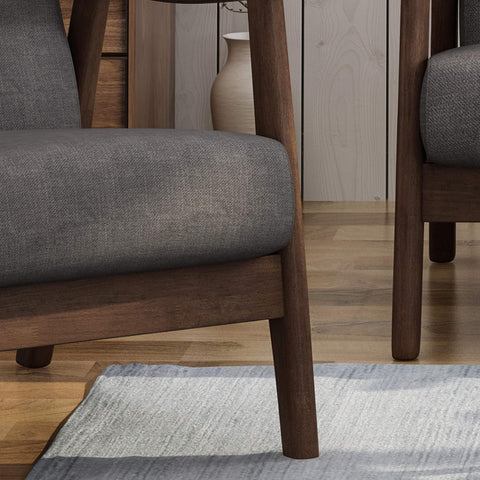 Taya Mid-Century Modern Chat Set, Medium, Dark Gray/Brown