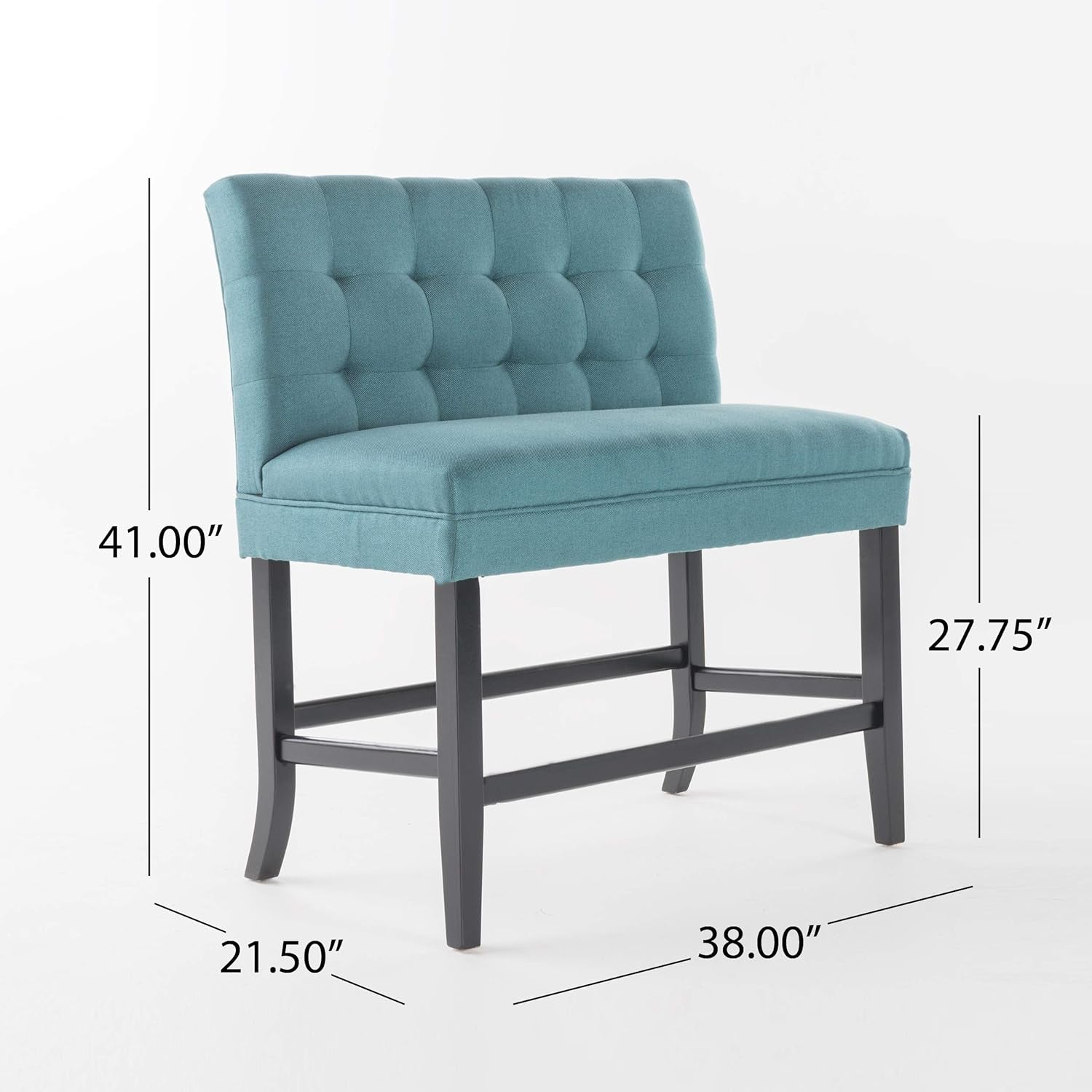 Kenan Fabric Barstool Bench, Dark Teal